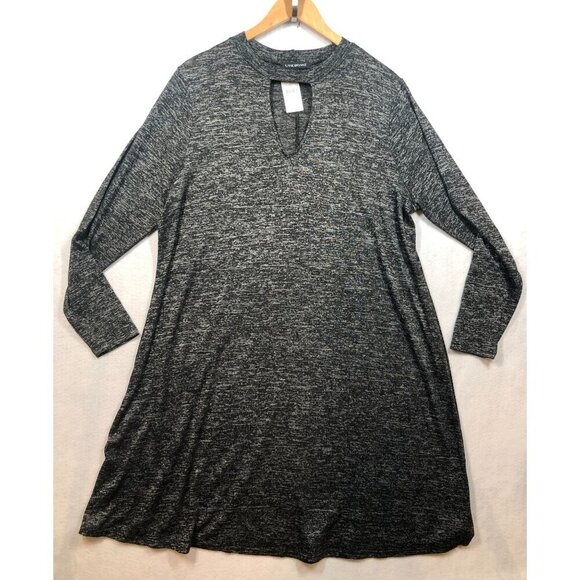 Lane Bryant Dresses & Skirts - Lane Bryant Dress Black Long Sleeve Midi Keyhole Casual Office Women's 18/20 NWT